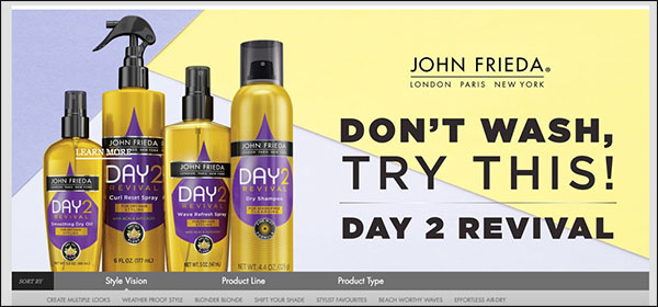 John Frieda landing page with bad ad scent