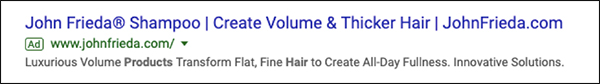John Frieda Ad for volumizing shampoo