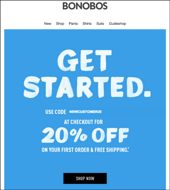 Welcome email from Bonobos
