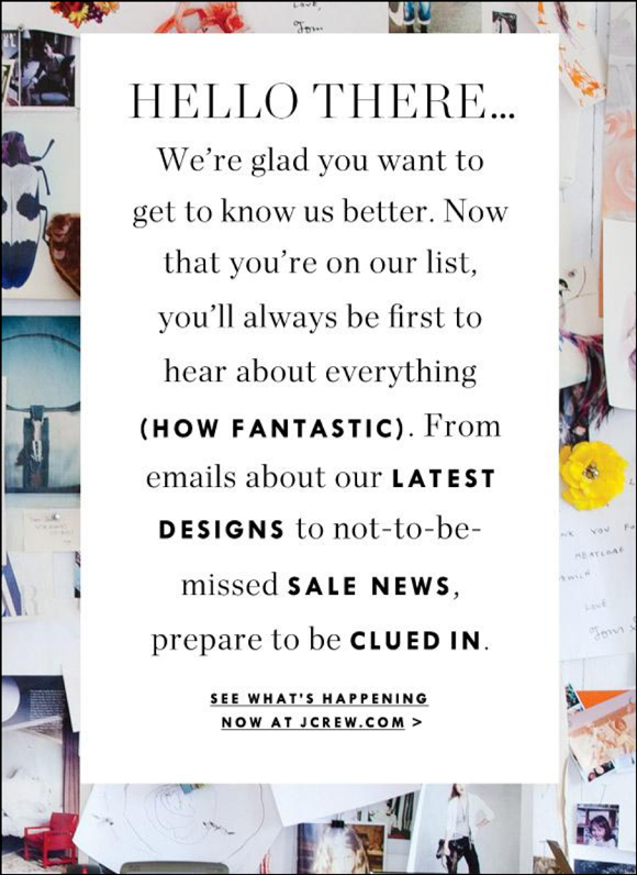 J.Crew welcome email