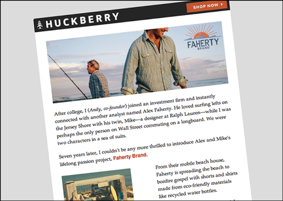 Huckberry lead nurture email