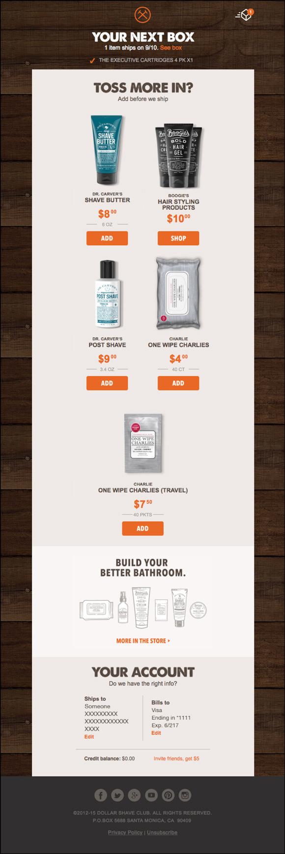 Dollar Shave Club transactional email